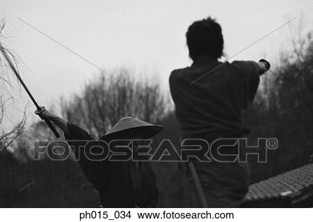Picture - Two Samurai warriors fighting. Fotosearch
