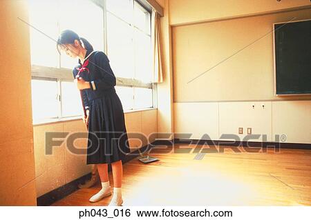 School girl sweeping the floor View Large Photo Image Stock Photograph - School girl sweeping the floor. Fotosearch