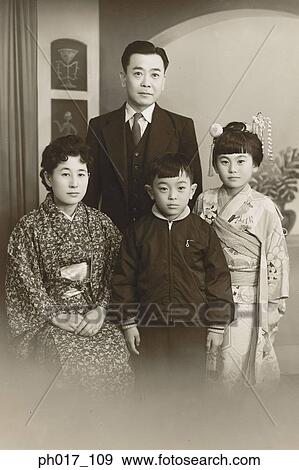 Portrait of a Japanese family View Large Photo Image Stock Photo - Portrait of a Japanese family. Fotosearch