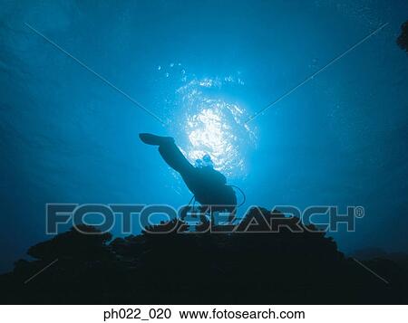 Scuba diver and cliff, silhouette View Large Photo Image Stock Image - Scuba diver and cliff, silhouette. Fotosearch
