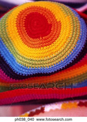Knitted hat in rainbow colors View Large Photo Image Stock Image - Knitted hat in rainbow colors. Fotosearch