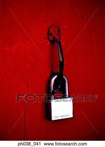 Lock and red door View Large Photo Image Stock Image - Lock and red door. Fotosearch