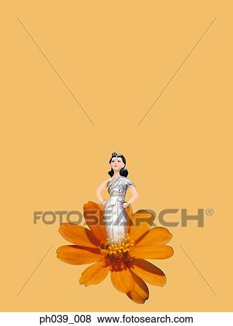 Stock Photo - Painting of a woman standing on flower head. Fotosearch