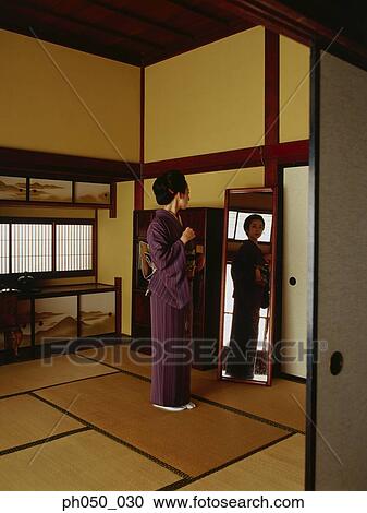 Japanese woman in kimono, portrait View Large Photo Image Stock Image - Japanese woman in kimono, portrait. Fotosearch