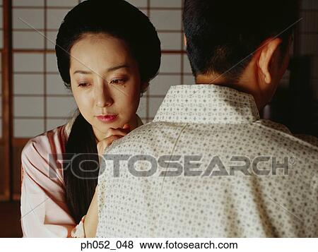 Traditional Japanese couple, woman in tears View Large Photo Image Stock Photo - Traditional Japanese couple, woman in tears. Fotosearch