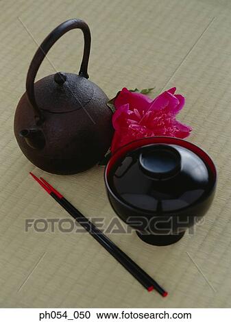 Flower, tea pot, chopsticks and lacquered bowl View Large Photo Image Stock Image - Flower, tea pot, chopsticks and lacquered bowl. Fotosearch