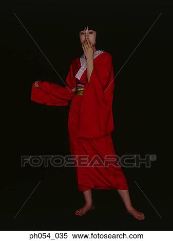 Stock Photography - Japanese woman in kimono, portrait. Fotosearch