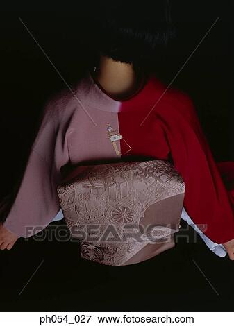 Stock Photo - Japanese woman in kimono, rear view . Fotosearch
