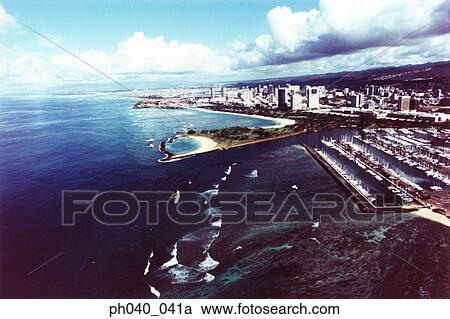 Hawaii, Oahu, Honolulu, Waikiki and Magic Island View Large Photo Image Stock Image - Hawaii, Oahu, Honolulu, Waikiki and Magic Island . Fotosearch