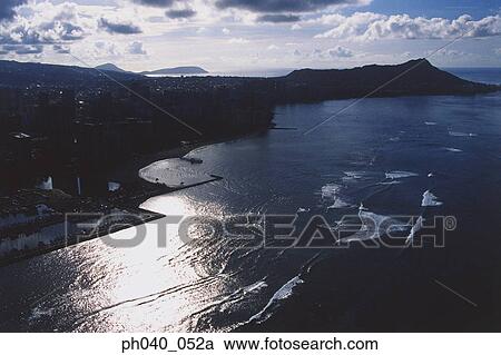 Stock Image - USA, Hawaii, Oahu, Diamond Head in background . Fotosearch