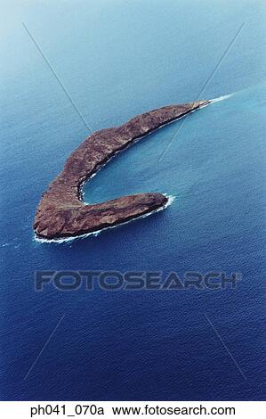 Scenic aerial of Molokini island; Maui, Hawaii View Large Photo Image Stock Image - Scenic aerial of Molokini island; Maui, Hawaii . Fotosearch