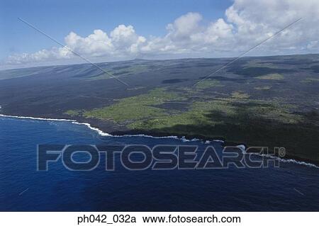 Aerial view of coastline on Big Island, Hawaii View Large Photo Image Stock Image - Aerial view of coastline on Big Island, Hawaii. Fotosearch