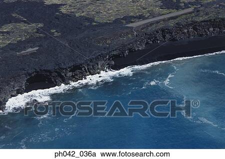 Aerial view of coastline on Big Island, Hawaii View Large Photo Image Stock Image - Aerial view of coastline on Big Island, Hawaii. Fotosearch