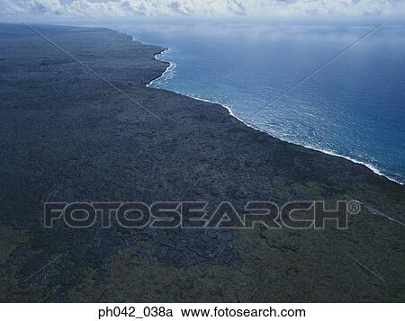 Aerial view of coastline on Big Island, Hawaii View Large Photo Image Stock Image - Aerial view of coastline on Big Island, Hawaii. Fotosearch