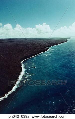 Aerial view of coastline on Big Island, Hawaii View Large Photo Image Stock Image - Aerial view of coastline on Big Island, Hawaii. Fotosearch