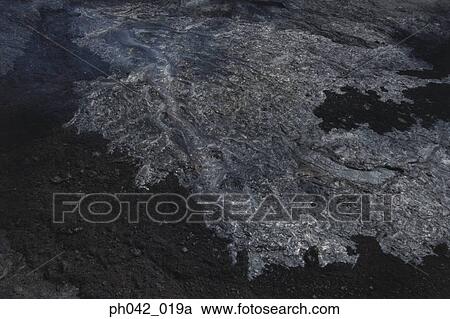Stock Image - Aerial view of volcanic landscape, Big Island, Hawaii. Fotosearch
