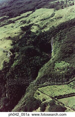 USA, Hawaii, Big Island, waterfall, aerial view View Large Photo Image Stock Image - USA, Hawaii, Big Island, waterfall, aerial view . Fotosearch