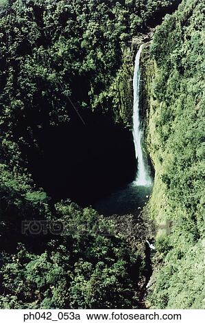 USA, Hawaii, Big Island, waterfall, aerial view View Large Photo Image Stock Image - USA, Hawaii, Big Island, waterfall, aerial view . Fotosearch