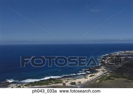 Stock Image - Coastline of Big Island, Hawaii, aerial view. Fotosearch