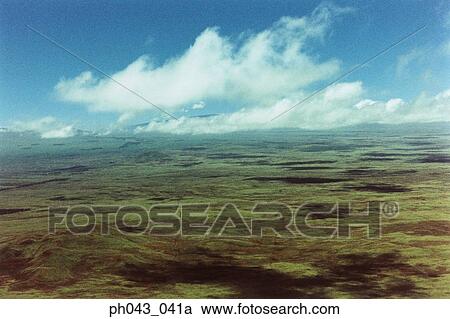 Stock Image - Lands and fields, Big Island, Hawaii, aerial view. Fotosearch