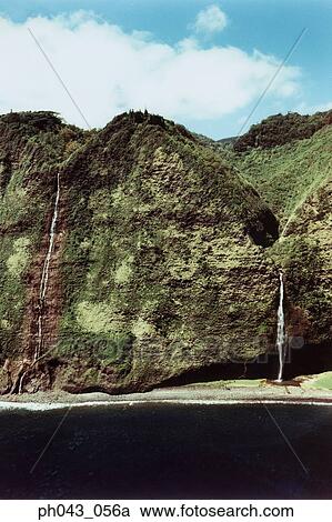 Stock Image - USA, Hawaii, Big Island, cliff and coast scenic . Fotosearch