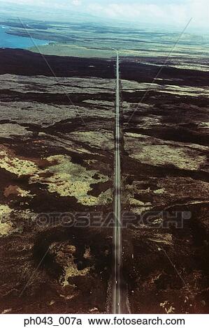 USA, Hawaii, Big Island, highway on lava field, aerial view View Large Photo Image Stock Image - USA, Hawaii, Big Island, highway on lava field, aerial view . Fotosearch
