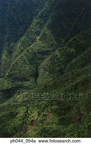 Aerial view of a lush green mountain, Kauai, Hawaii View Large Photo Image Stock Image - Aerial view of a lush green mountain, Kauai, Hawaii. Fotosearch