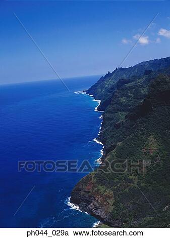 USA, Hawaii, Kauai, mountainous coastline, aerial view View Large Photo Image Stock Image - USA, Hawaii, Kauai, mountainous coastline, aerial view. Fotosearch