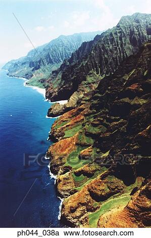USA, Hawaii, Kauai, mountainous coastline, aerial view View Large Photo Image Stock Image - USA, Hawaii, Kauai, mountainous coastline, aerial view. Fotosearch