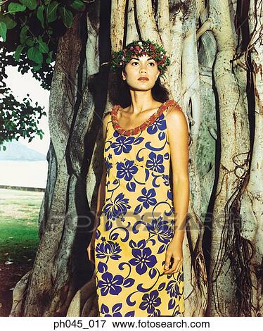 Hawaiian female wearing traditional hula attire. View Large Photo Image Stock Photo - Hawaiian female wearing traditional hula attire. . Fotosearch