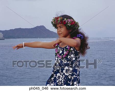 Little hula girl dancing near ocean View Large Photo Image Stock Photograph - Little hula girl dancing near ocean. Fotosearch