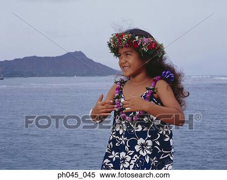 Little hula girl dancing near ocean View Large Photo Image Stock Photography - Little hula girl dancing near ocean. Fotosearch