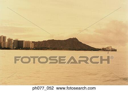 Diamond Head at sunset, Oahu, Hawaii, USA View Large Photo Image Stock Image - Diamond Head at sunset, Oahu, Hawaii, USA . Fotosearch