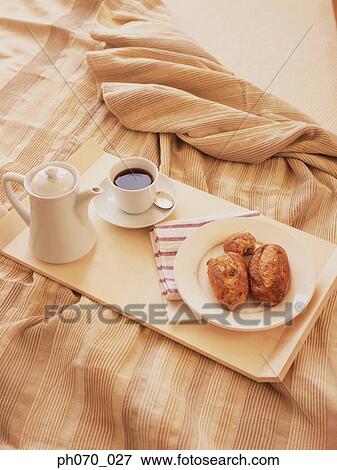 Breakfast on bed View Large Photo Image Stock Photo - Breakfast on bed. Fotosearch