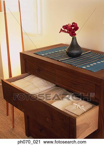 Stock Image - Neatly arranged fabric in a drawer. Fotosearch