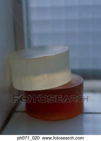 Stock Image - Soap bars on window sill. Fotosearch