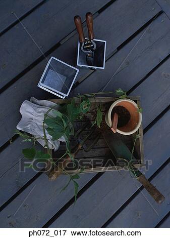 Gardening tools, top view View Large Photo Image Stock Photo - Gardening tools, top view. Fotosearch