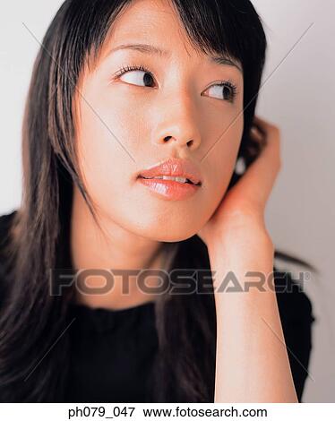 Young woman, close-up, profile View Large Photo Image Stock Photo - Young woman, close-up, profile . Fotosearch