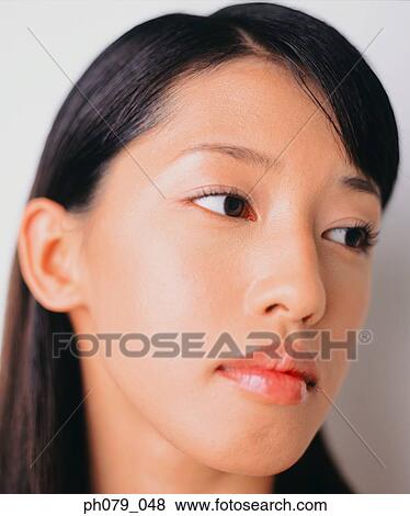 Young woman, close-up, profile View Large Photo Image Stock Photo - Young woman, close-up, profile . Fotosearch