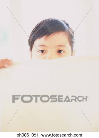 Girl hiding behind white linen View Large Photo Image Stock Image - Girl hiding behind white linen. Fotosearch