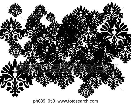 Stock Image - Black floral patterns against white background. Fotosearch