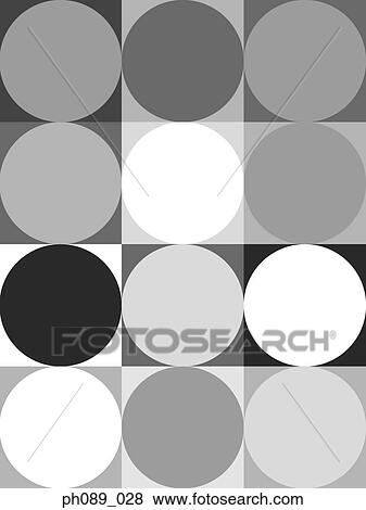 Stock Photo - Black, gray and white squares and circles. Fotosearch