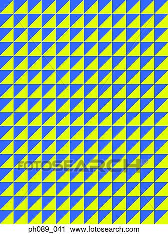 Stock Image - Blue and lime triangle repeated pattern. Fotosearch