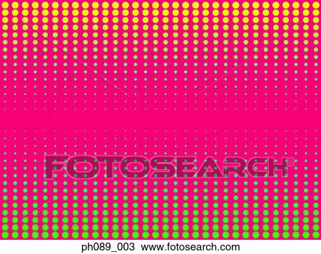 Stock Image - Lime and yellow dotted pattern against pink background. Fotosearch