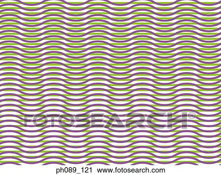 Stock Image - Purple and green wave lines against white background. Fotosearch