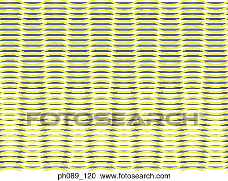 Stock Image - Yellow and blue wave lines against white background. Fotosearch