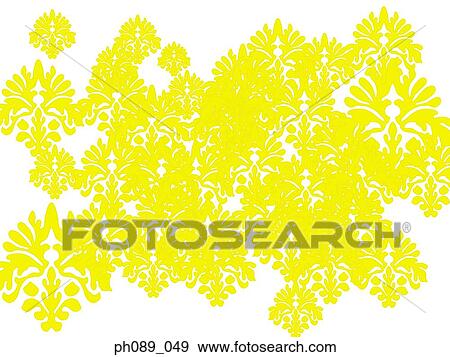 Stock Photo - Yellow floral patterns against white background. Fotosearch