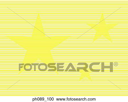 Stock Image - Yellow stars against yellow and white horizontal lines background. Fotosearch