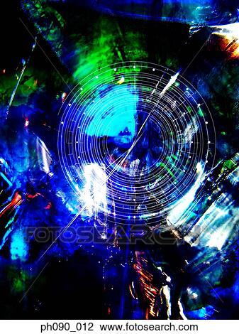 Stock Image - Circular pattern against multicolor background, abstract. Fotosearch
