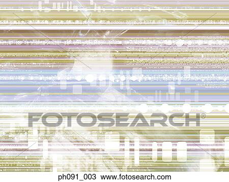Stock Image - Lines and patterns against multicolor background, abstract. Fotosearch